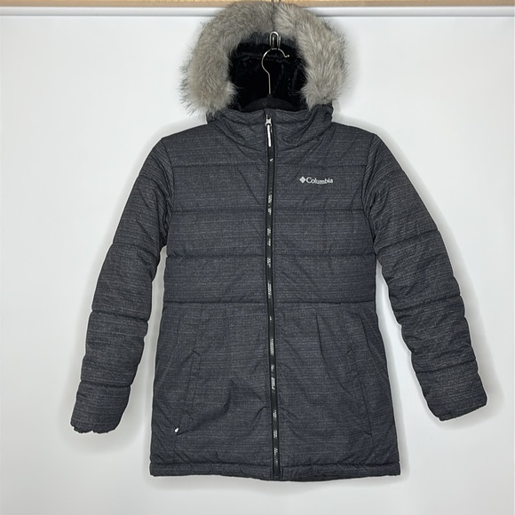 Columbia Kids Gray Winter Jacket with Faux Fur Hood size Large - Picture 1 of 8